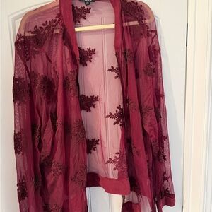 Torrid Deep Red Sheer Kimono